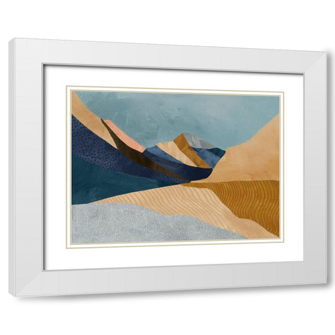 Blue Mountains White Modern Wood Framed Art Print with Double Matting by Urban Road