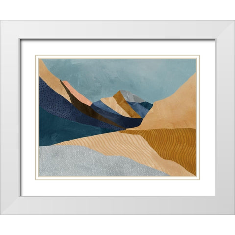 Blue Mountains White Modern Wood Framed Art Print with Double Matting by Urban Road