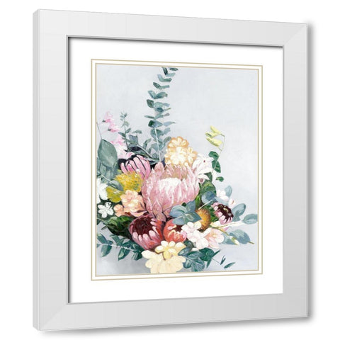 Pastel Blooms White Modern Wood Framed Art Print with Double Matting by Urban Road