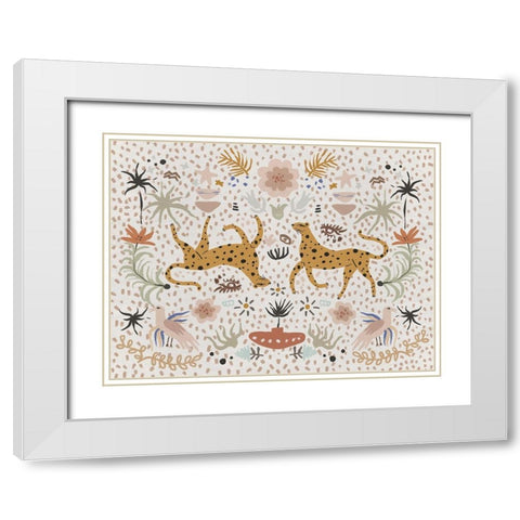 Leaping Leopards White Modern Wood Framed Art Print with Double Matting by Urban Road