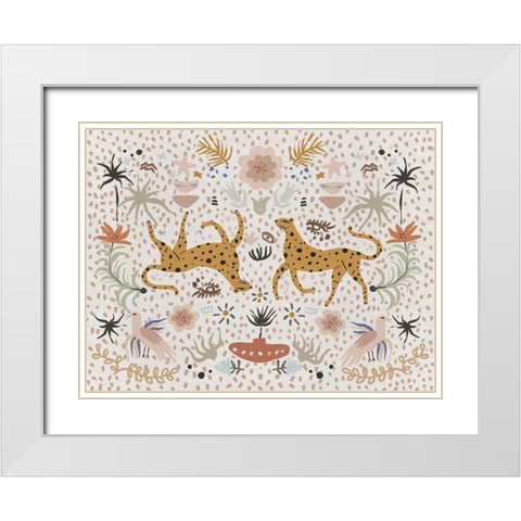 Leaping Leopards White Modern Wood Framed Art Print with Double Matting by Urban Road