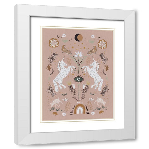 Unicorn Dreaming White Modern Wood Framed Art Print with Double Matting by Urban Road