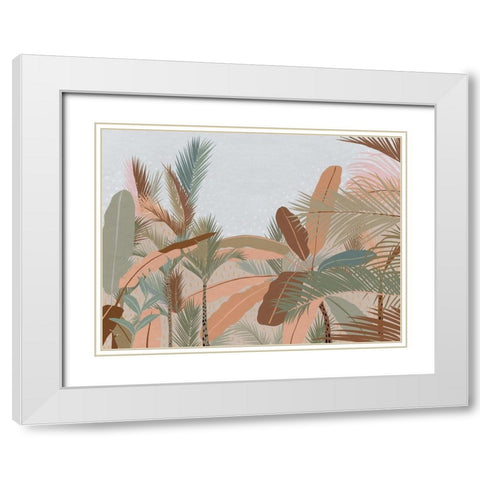 Peach Beach White Modern Wood Framed Art Print with Double Matting by Urban Road