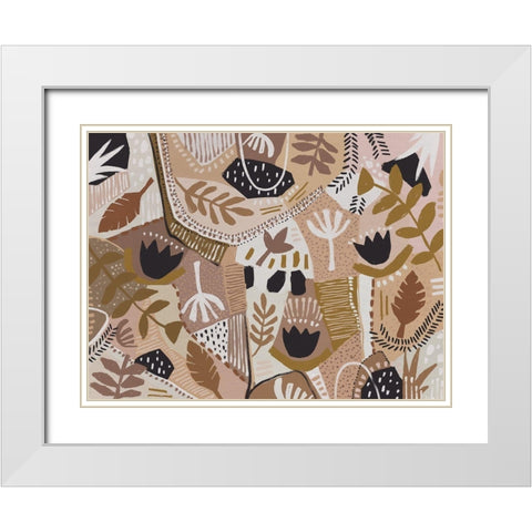 Patchwork Proteas White Modern Wood Framed Art Print with Double Matting by Urban Road