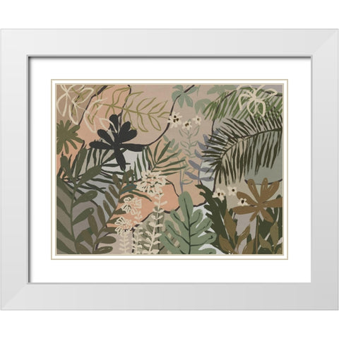 Jungle Florals White Modern Wood Framed Art Print with Double Matting by Urban Road
