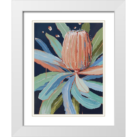 Coral Banksia White Modern Wood Framed Art Print with Double Matting by Urban Road