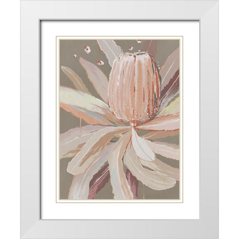 Peach Banskia White Modern Wood Framed Art Print with Double Matting by Urban Road