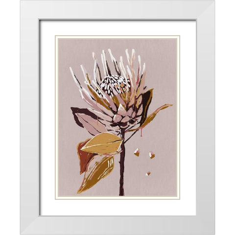 Blush Protea White Modern Wood Framed Art Print with Double Matting by Urban Road