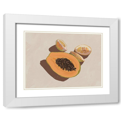 Oh my Papaya! White Modern Wood Framed Art Print with Double Matting by Urban Road