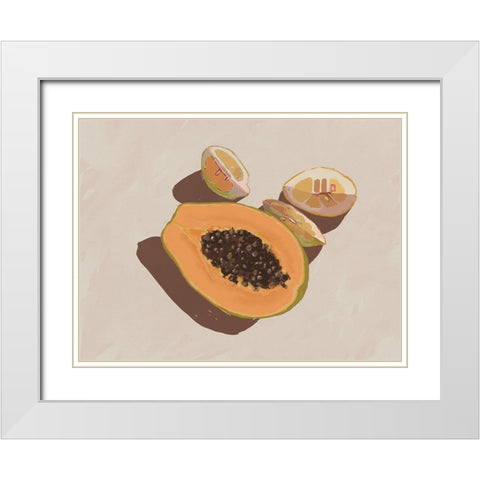 Oh my Papaya! White Modern Wood Framed Art Print with Double Matting by Urban Road