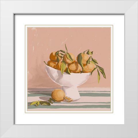 Bowl of Oranges White Modern Wood Framed Art Print with Double Matting by Urban Road