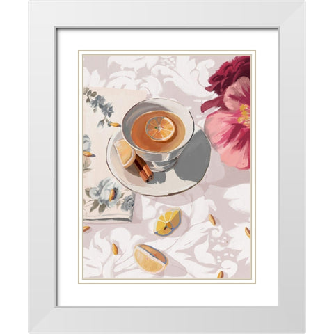 A Cup of Tea White Modern Wood Framed Art Print with Double Matting by Urban Road