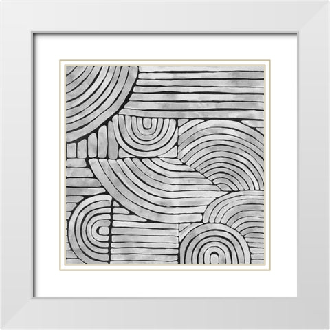 Mazy Thoughts White Modern Wood Framed Art Print with Double Matting by Urban Road