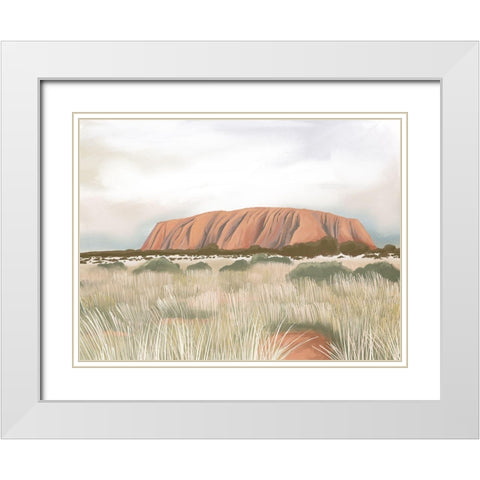 Uluru White Modern Wood Framed Art Print with Double Matting by Urban Road