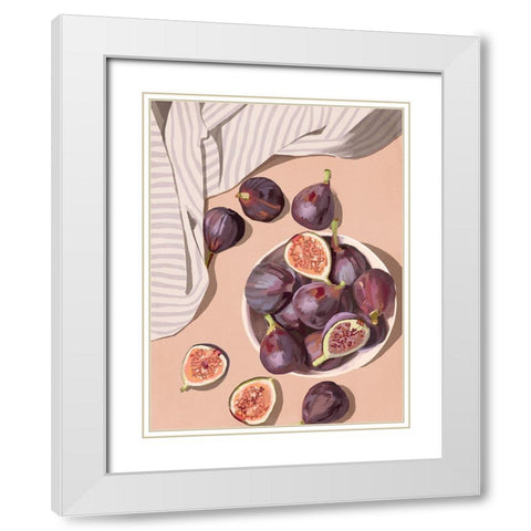 Fresh Figs White Modern Wood Framed Art Print with Double Matting by Urban Road
