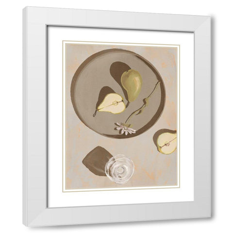 Pear Flowers White Modern Wood Framed Art Print with Double Matting by Urban Road