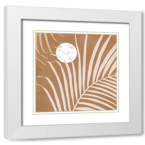 Sunset Palm Bronze White Modern Wood Framed Art Print with Double Matting by Urban Road