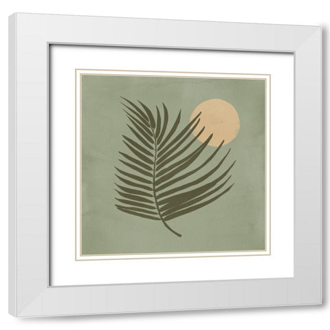 Sunrise Palm Green White Modern Wood Framed Art Print with Double Matting by Urban Road