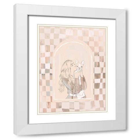 Kisses White Modern Wood Framed Art Print with Double Matting by Urban Road