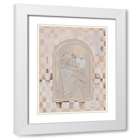 Cuddles White Modern Wood Framed Art Print with Double Matting by Urban Road