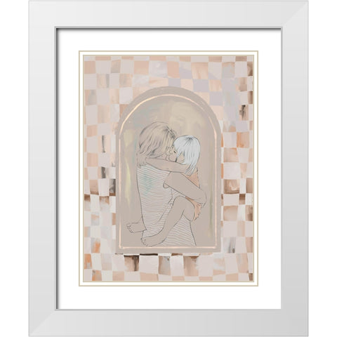 Cuddles White Modern Wood Framed Art Print with Double Matting by Urban Road