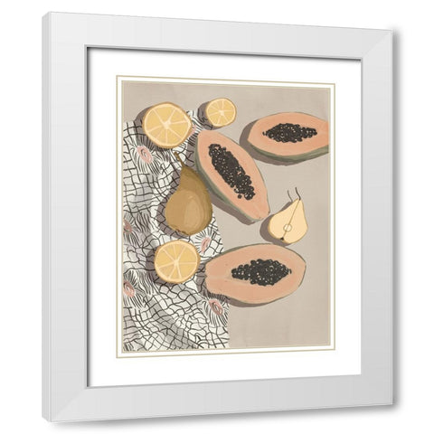 Fruta de bomba White Modern Wood Framed Art Print with Double Matting by Urban Road