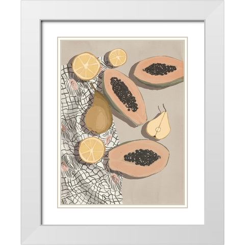 Fruta de bomba White Modern Wood Framed Art Print with Double Matting by Urban Road