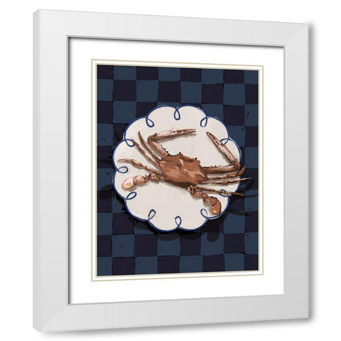 Crustacean Deep Blue White Modern Wood Framed Art Print with Double Matting by Urban Road