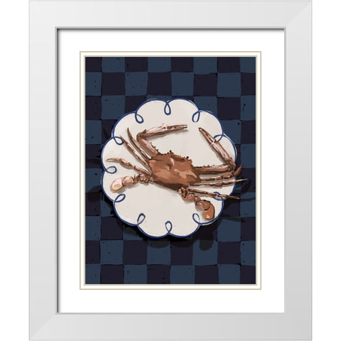 Crustacean Deep Blue White Modern Wood Framed Art Print with Double Matting by Urban Road