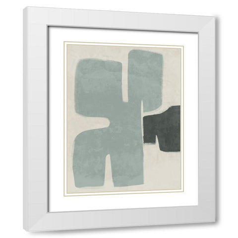 Poised Light Teal White Modern Wood Framed Art Print with Double Matting by Urban Road