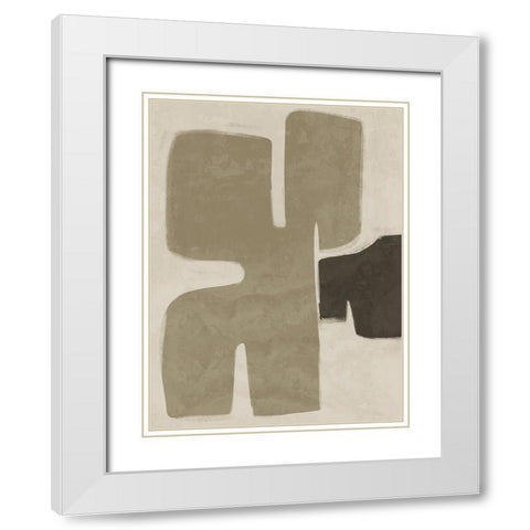 Poised Khaki Green White Modern Wood Framed Art Print with Double Matting by Urban Road