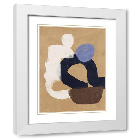 At Ease Blue White Modern Wood Framed Art Print with Double Matting by Urban Road