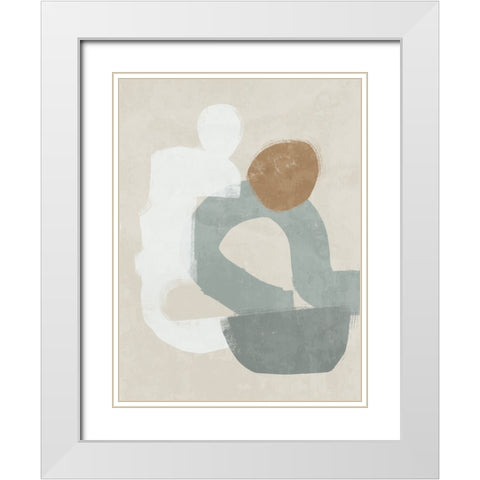 At Ease Light Teal White Modern Wood Framed Art Print with Double Matting by Urban Road