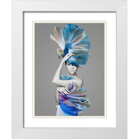 Delphine White Modern Wood Framed Art Print with Double Matting by Urban Road