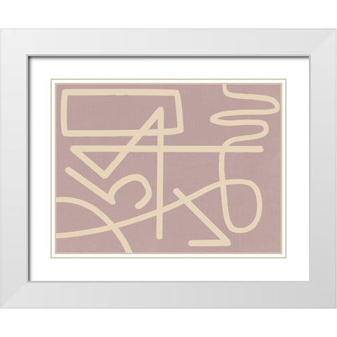 Arabesque Blush White Modern Wood Framed Art Print with Double Matting by Urban Road