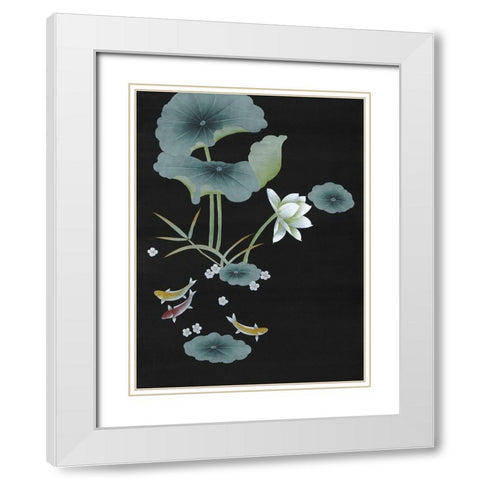 Koi I White Modern Wood Framed Art Print with Double Matting by Urban Road