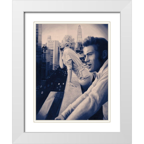 James and Marilyn Blue Poster White Modern Wood Framed Art Print with Double Matting by Urban Road