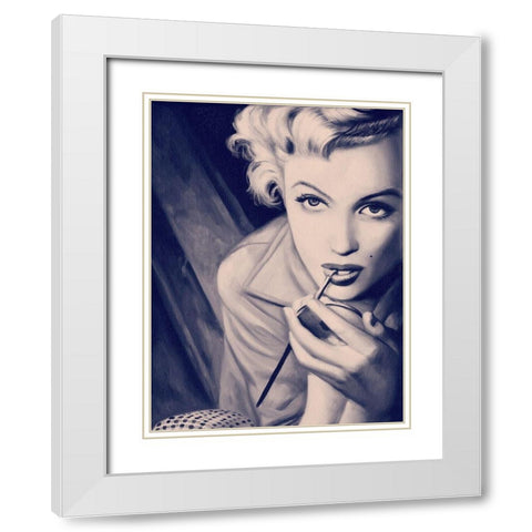 Marilyn Blue Poster White Modern Wood Framed Art Print with Double Matting by Urban Road