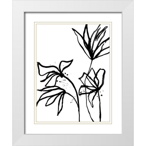 Ink Flowers II Poster White Modern Wood Framed Art Print with Double Matting by Urban Road