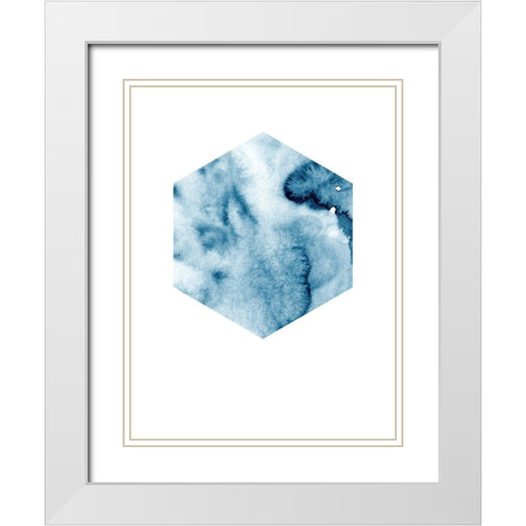 Hex Blue Poster White Modern Wood Framed Art Print with Double Matting by Urban Road