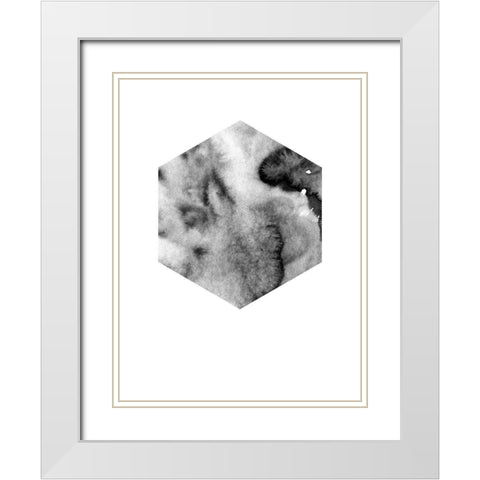 Hex Black Poster White Modern Wood Framed Art Print with Double Matting by Urban Road