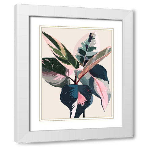 Pink Ficus Poster White Modern Wood Framed Art Print with Double Matting by Urban Road