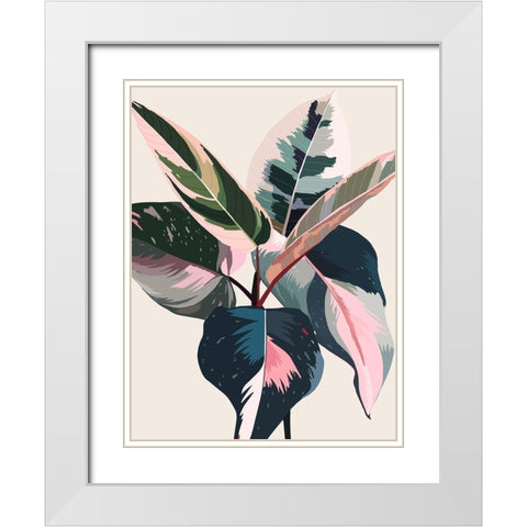 Pink Ficus Poster White Modern Wood Framed Art Print with Double Matting by Urban Road