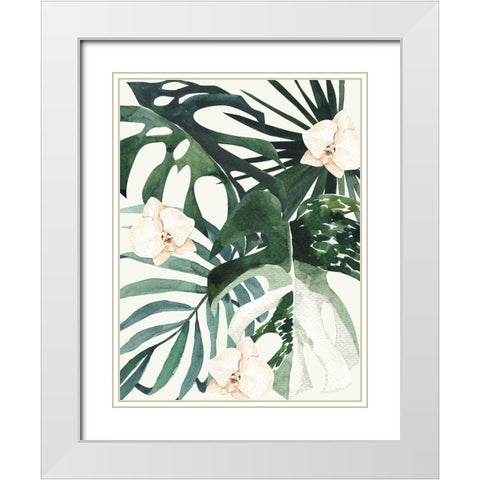 Tropical Leaves Green II Poster White Modern Wood Framed Art Print with Double Matting by Urban Road