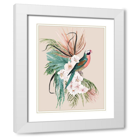 Parrot Oasis Poster White Modern Wood Framed Art Print with Double Matting by Urban Road