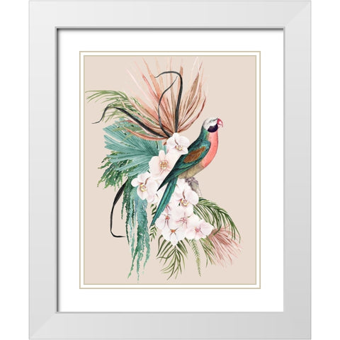 Parrot Oasis Poster White Modern Wood Framed Art Print with Double Matting by Urban Road