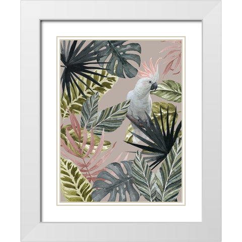 Tropical Cockatoo Poster White Modern Wood Framed Art Print with Double Matting by Urban Road