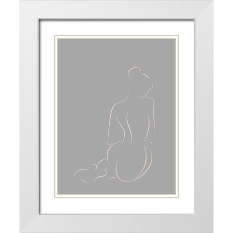 Figure II Grey Poster White Modern Wood Framed Art Print with Double Matting by Urban Road