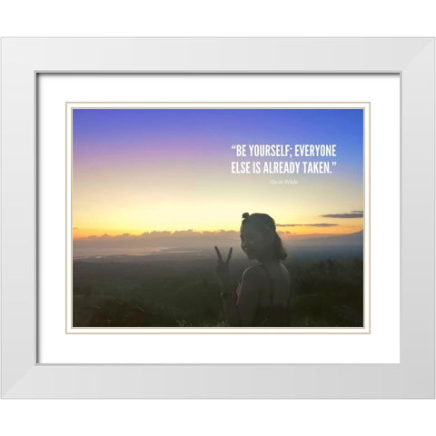 Oscar Wilde Quote: Be Yourself White Modern Wood Framed Art Print with Double Matting by ArtsyQuotes