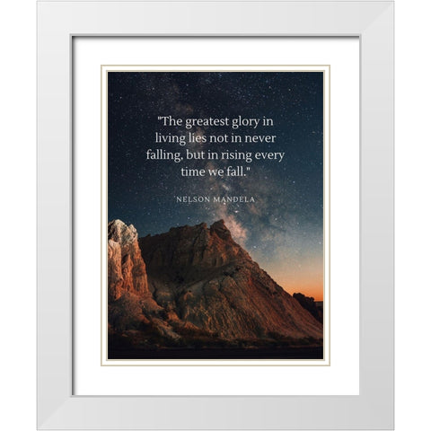 Nelson Mandela Quote: Rising Every Time White Modern Wood Framed Art Print with Double Matting by ArtsyQuotes